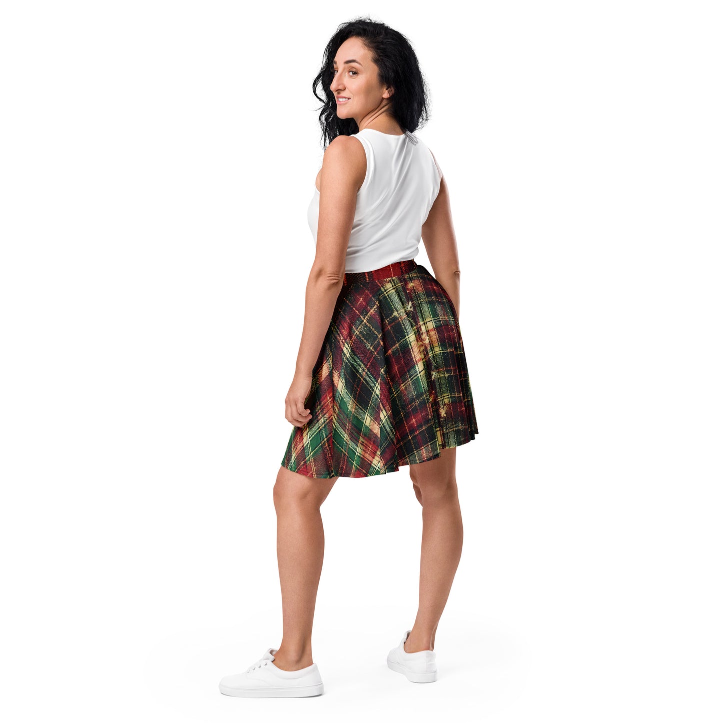 Red & Green Flannelette Skater Skirt