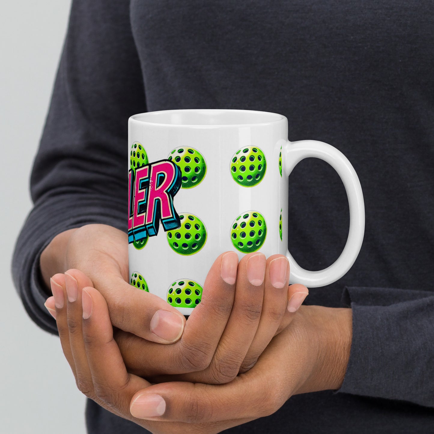 Baller - Seeded Pickleball White glossy mug