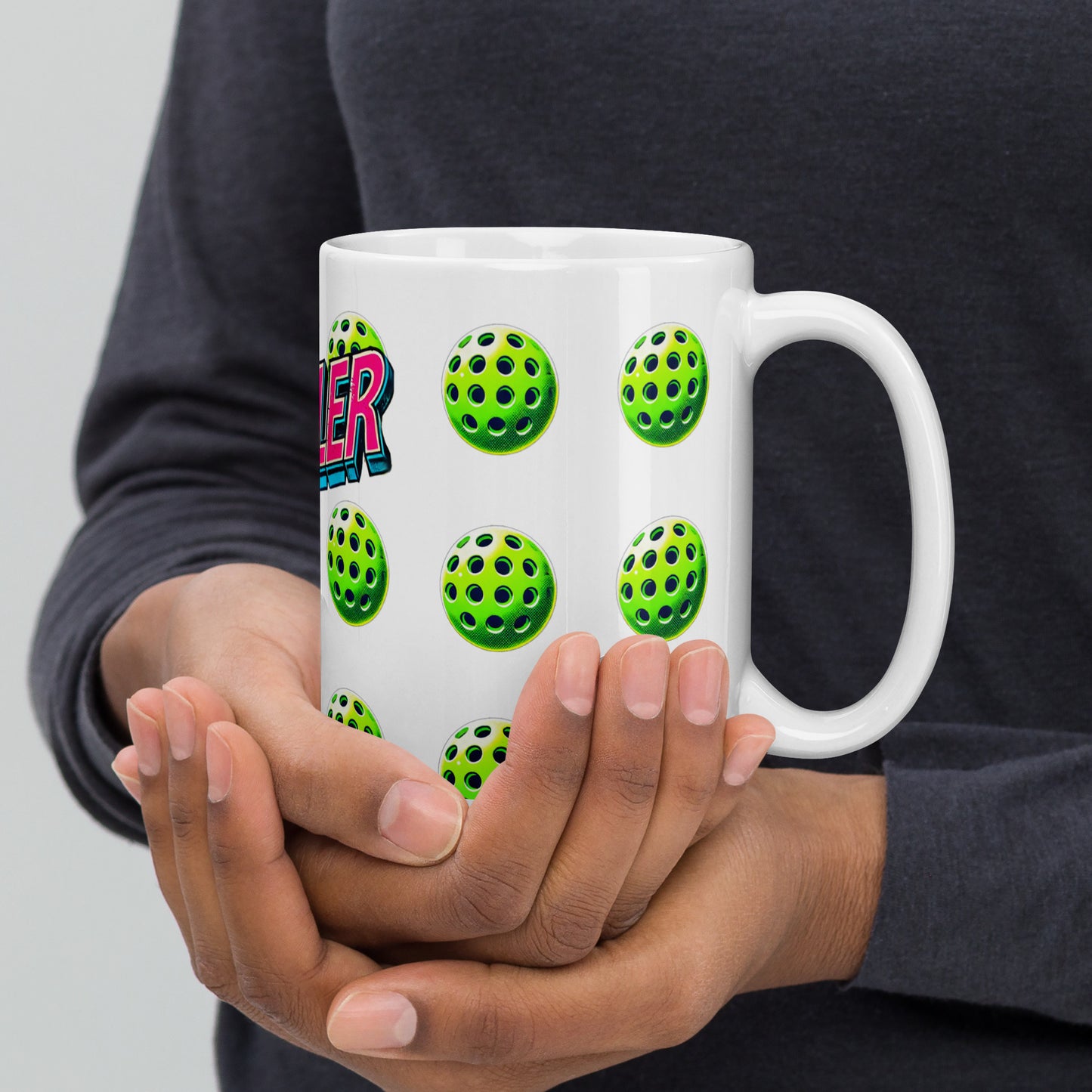 Baller - Seeded Pickleball White glossy mug