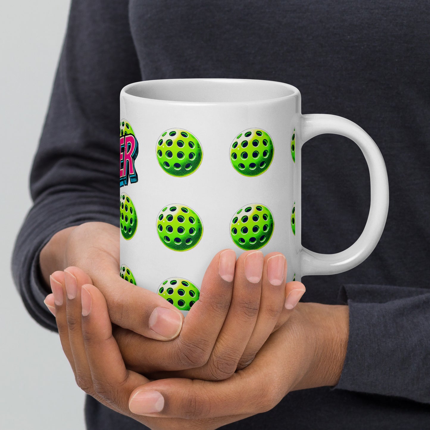 Baller - Seeded Pickleball White glossy mug